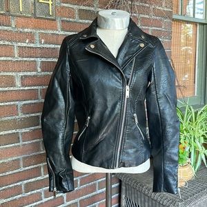 H&M  black vegan leather moto jacket. Size 0